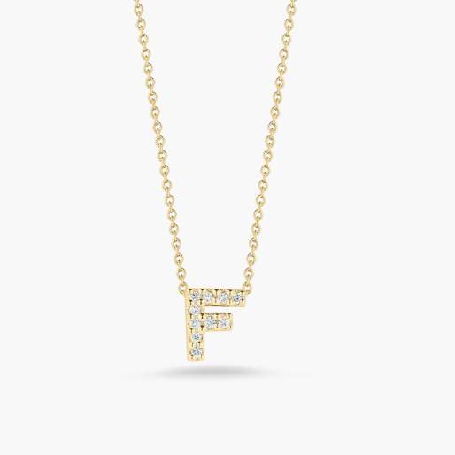 Roberto Coin 18K Tiny Treasures Diamond Love Letter Necklace "F"