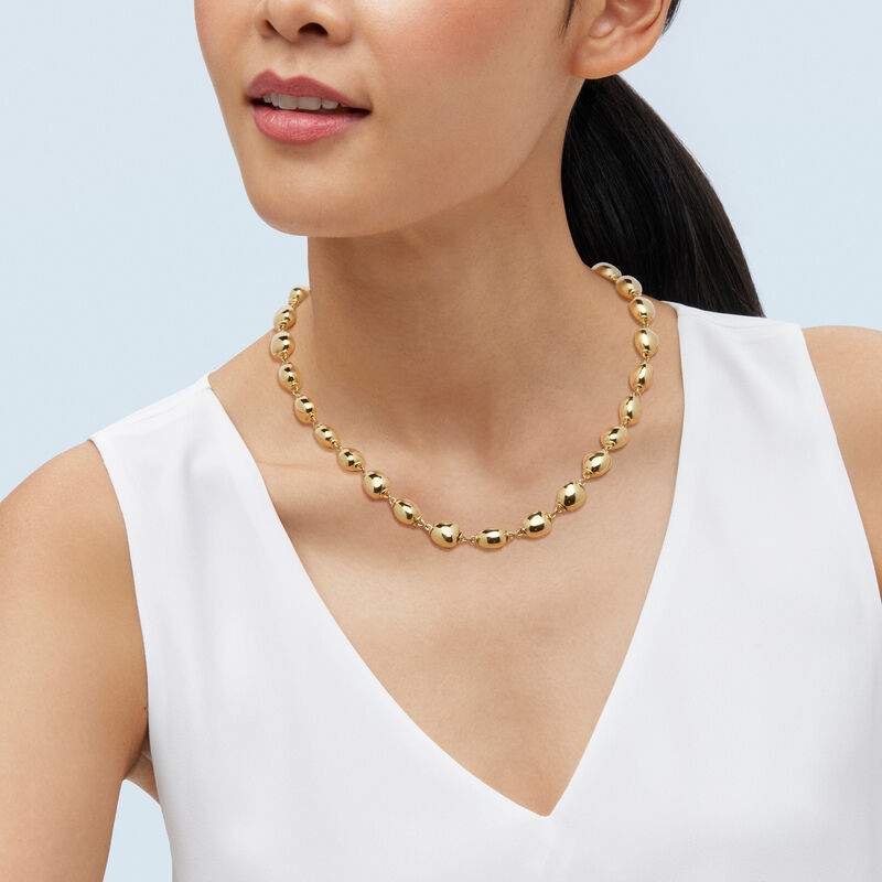 Electroformed Oval Beads Stationed Necklace