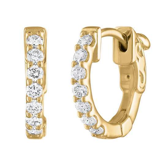14K Small Diamond Hoop