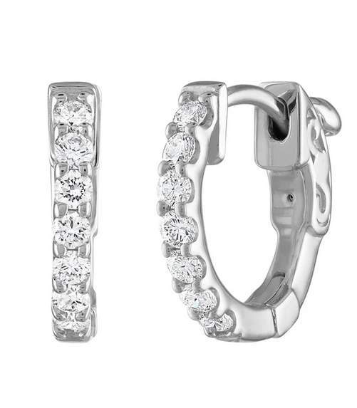 14k Small Diamond Hoop
