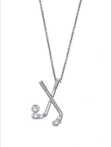 Roberto Coin 18 Karat White Gold Tiny Treasure  0.21 Ctw Diamond Golf Club Pendant Necklace