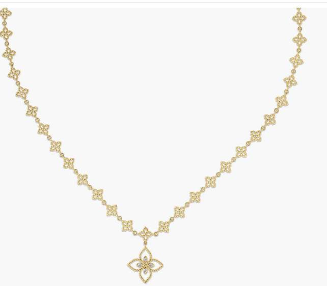 Roberto Coin 18kPrincipessa Diamond and Flower Drop Necklace