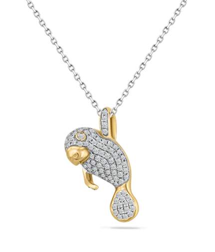 14K Pave Diamond Manatee Pendant