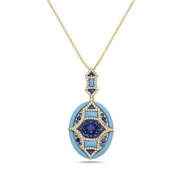14K Artistic Oval Turquoise Pendant