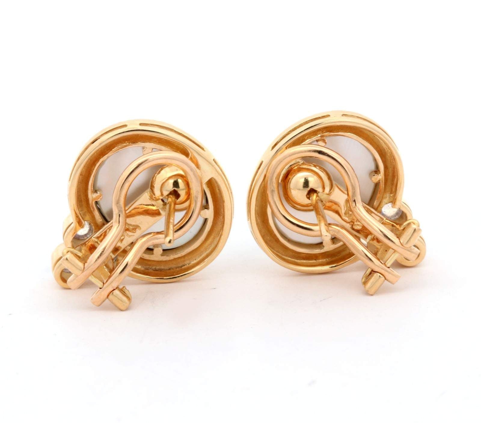 Elizabeth Locke, 18K Yellow Gold Venetian Glass and Labradorite Earrings
