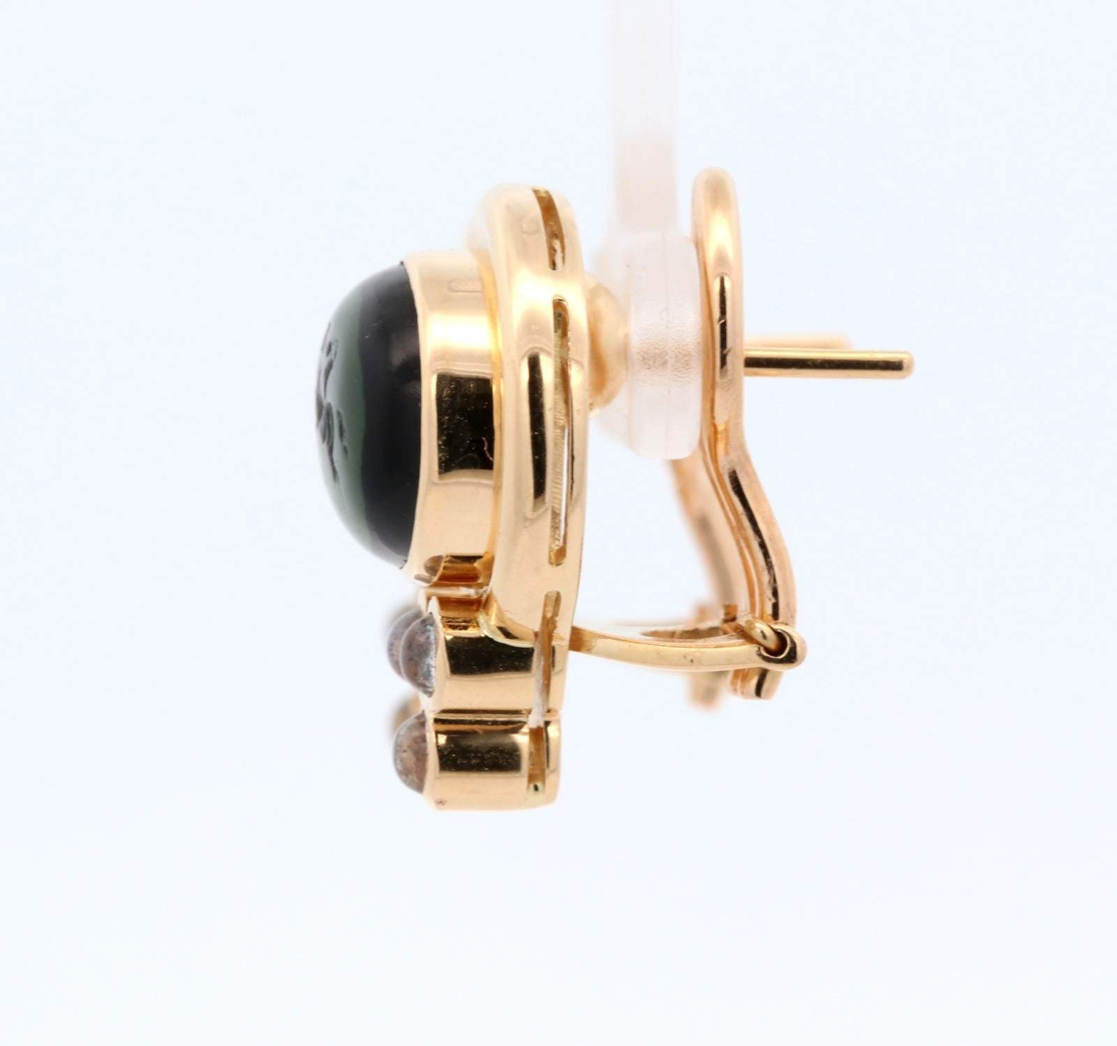 Elizabeth Locke, 18K Yellow Gold Venetian Glass and Labradorite Earrings