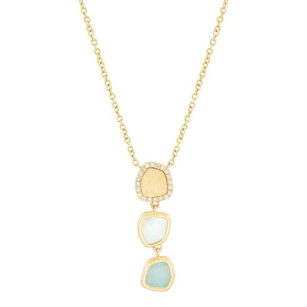 14K pendant, Mother-of pearl, Amazonite, Diamond
