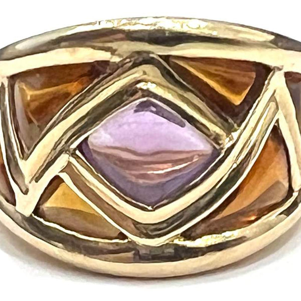 Kabana 14K Amethyst & Citrine Mosaic Ring