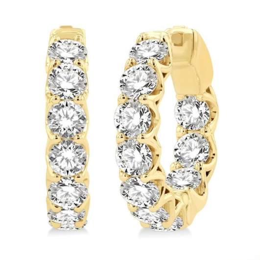14K Inside-Out Diamond Round Hoop Earrings
