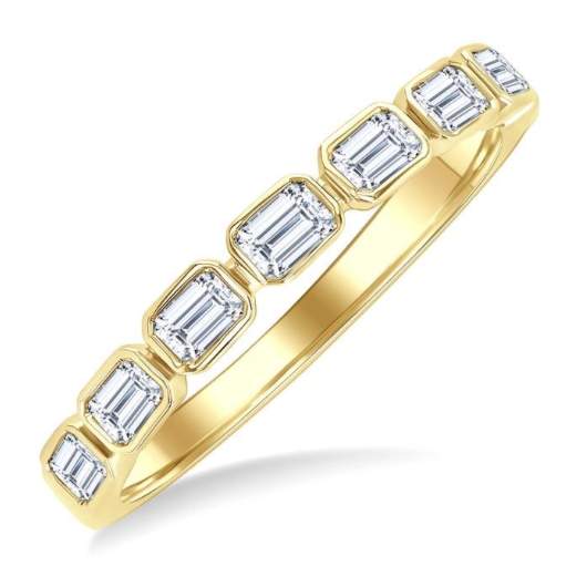 14k Emerald Shape East-West Bezel Set Diamond Fashion Band