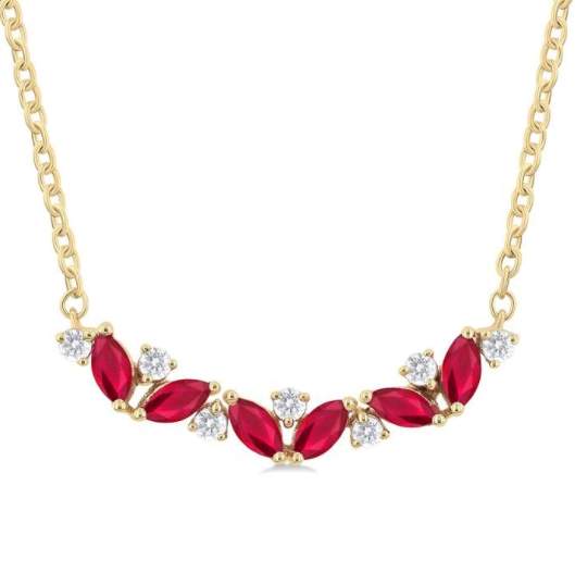 14K Marquise Shape Ruby & Diamond Necklace
