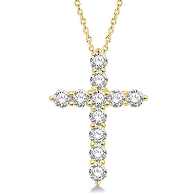 14K Diamond Cross Pendant