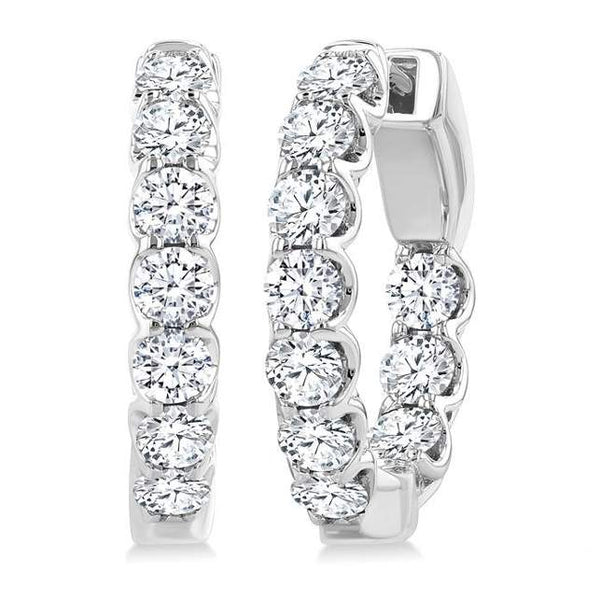 14K Inside-Out Diamond Hoop Earrings