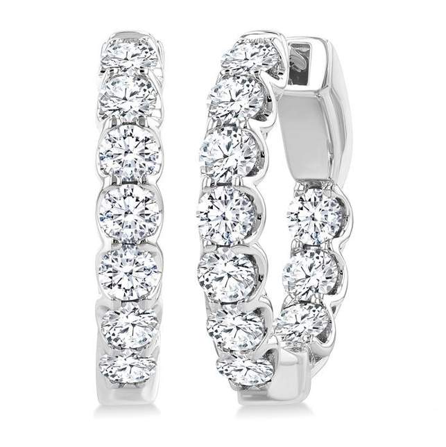 14K Inside-Out Diamond Hoop Earrings