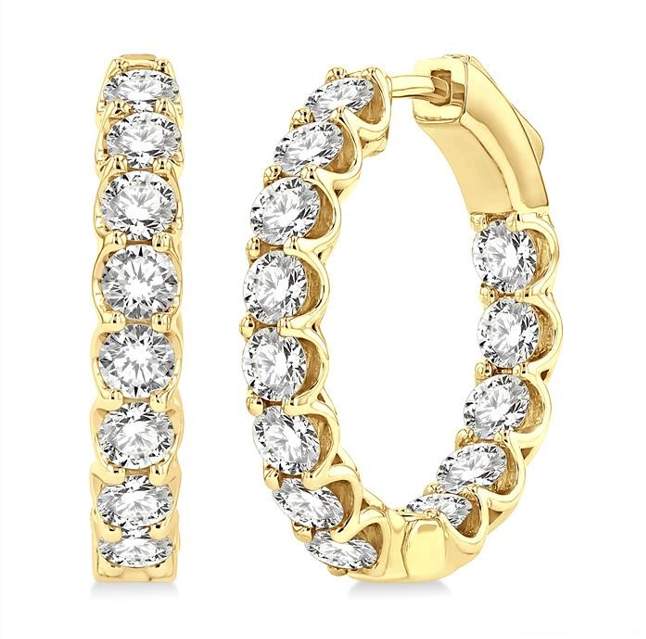 14K Diamond Hoop Earrings