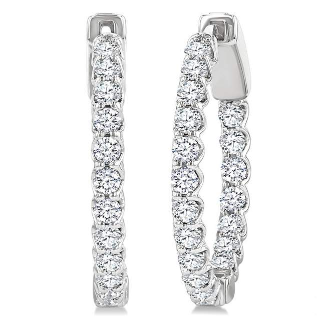 14K Inside-Out Diamond Hoop Earrings