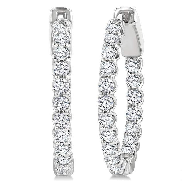 14K Inside-Out Diamond Hoop Earrings