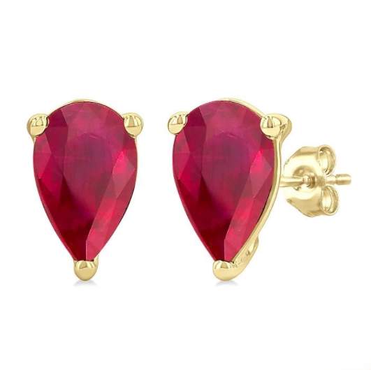 14K Pear Shape Ruby Stud Earrings
