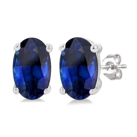 14K Oval Shape Sapphire Stud Earrings
