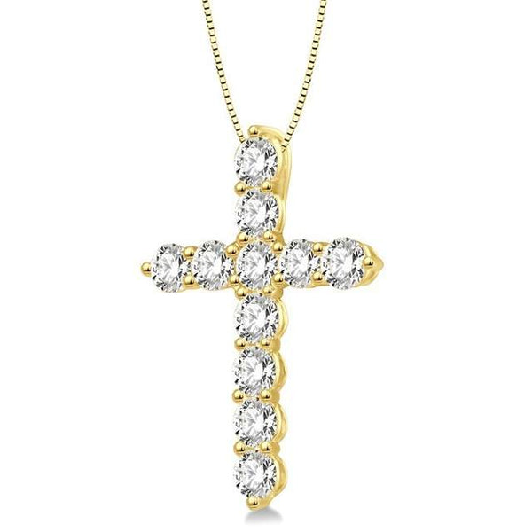 14K Yellow Gold Diamond Cross Pendant