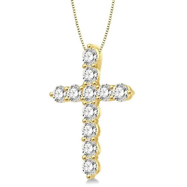 14K Yellow Gold Diamond Cross Pendant