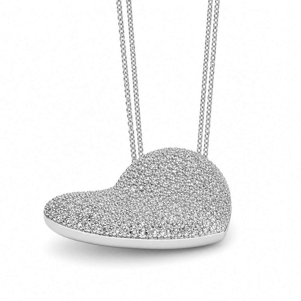 14K Pave Diamond Concave Heart Pendant