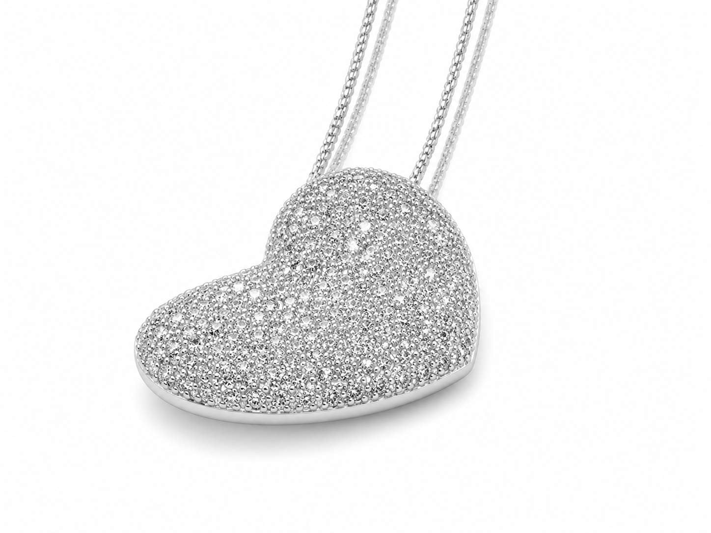 14K Pave Diamond Concave Heart Pendant