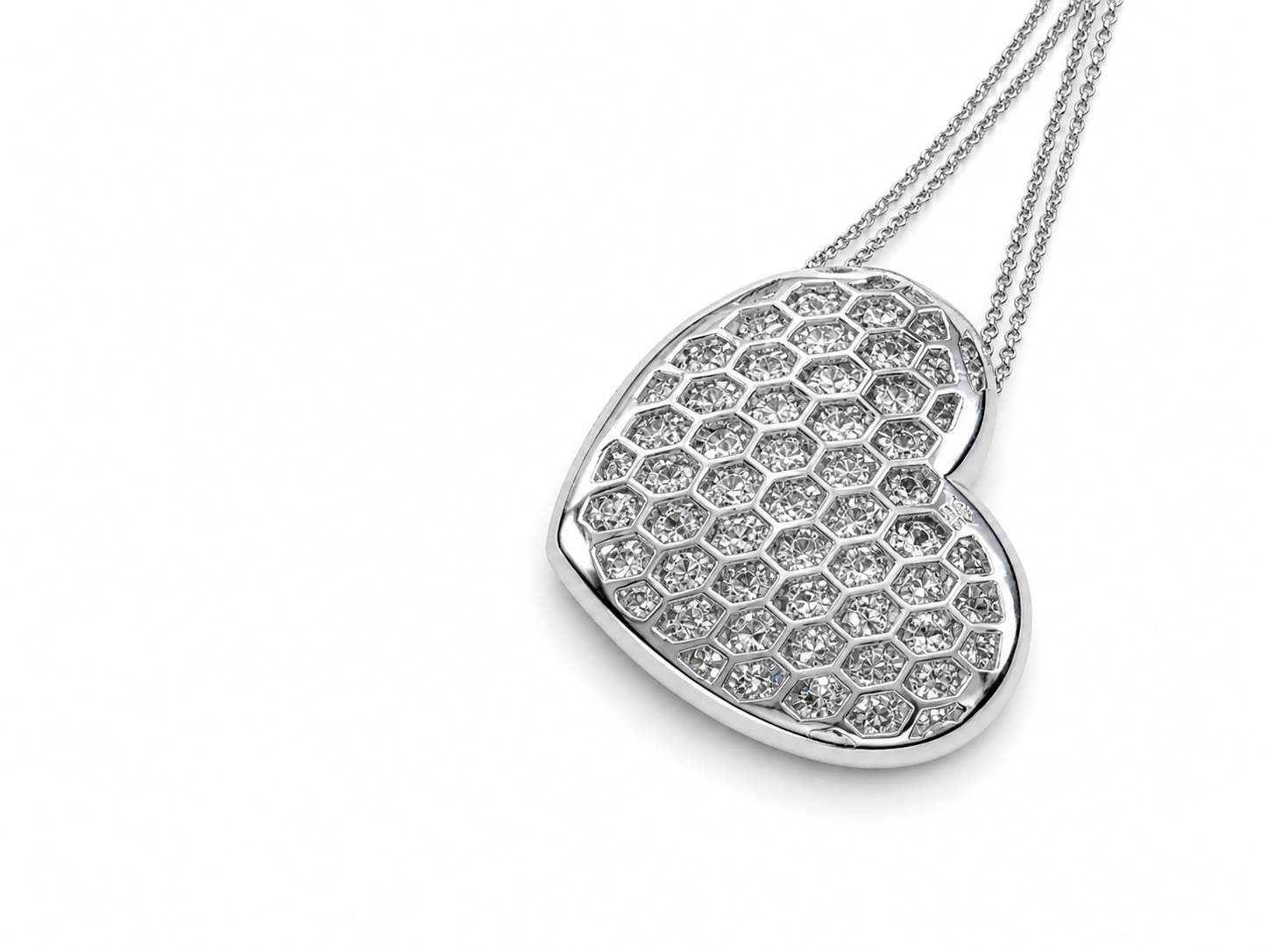 14K Pave Diamond Concave Heart Pendant