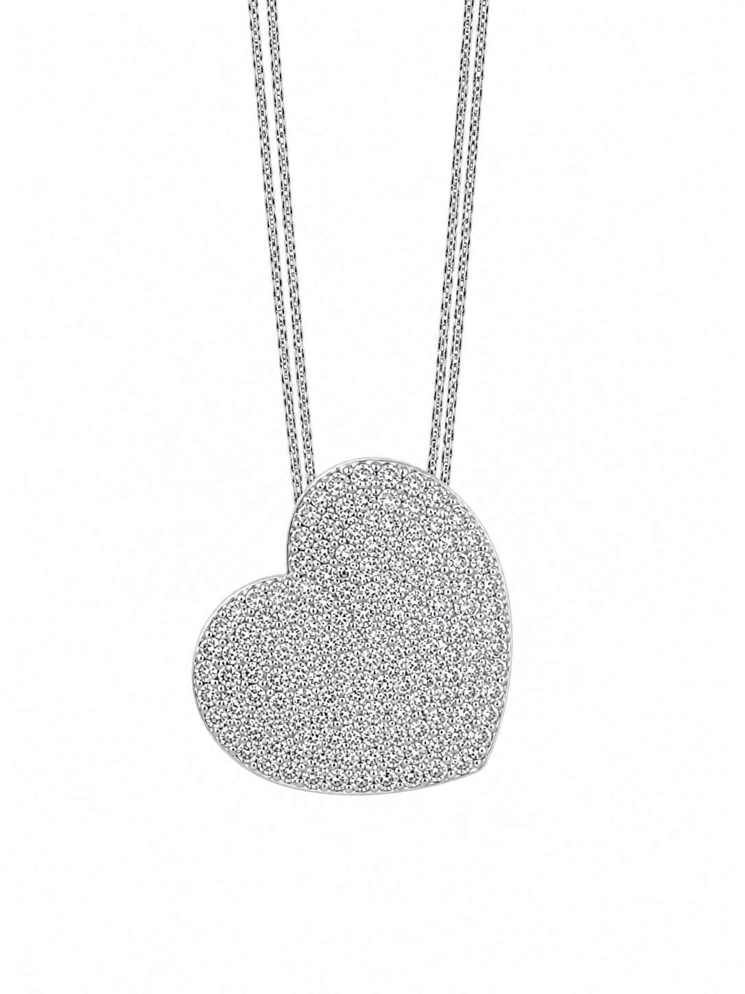 14K Pave Diamond Concave Heart Pendant