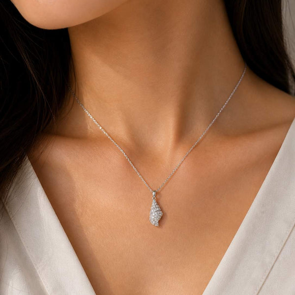 14K Diamond Pave Shell Pendant