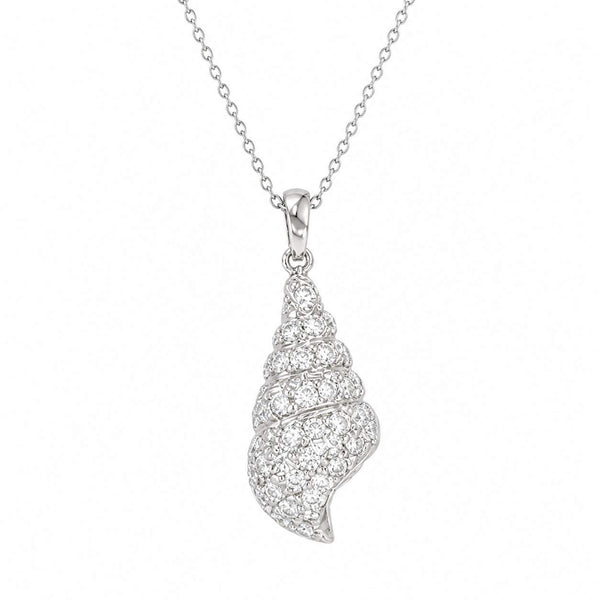 14K Diamond Pave Shell Pendant