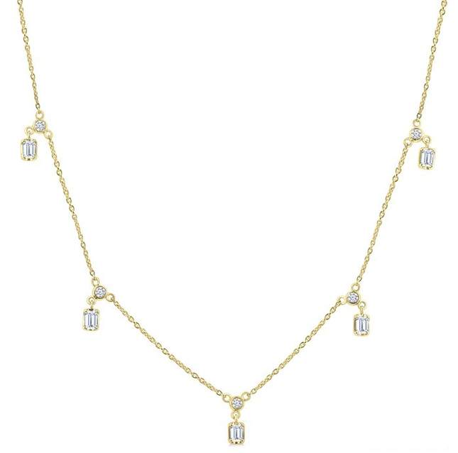 14K Yellow Gold Diamond Station Necklace