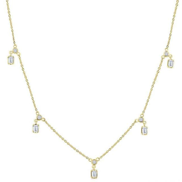 14K Yellow Gold Diamond Station Necklace