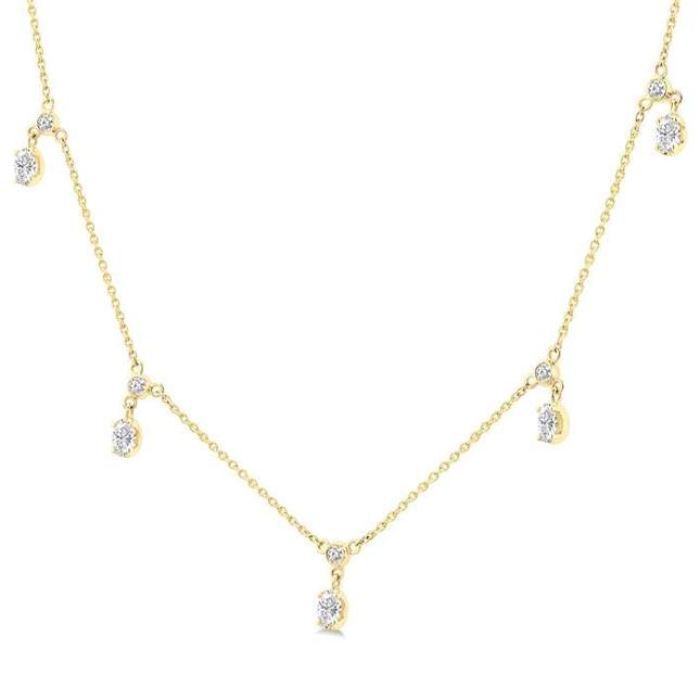 14K Yellow Gold Diamond Station Necklace