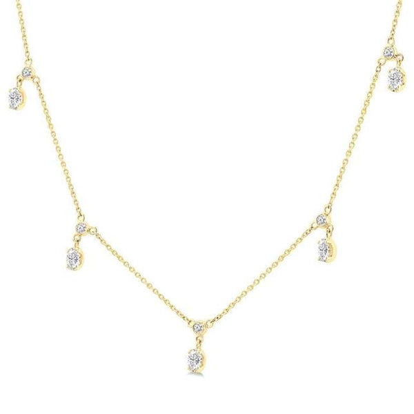 14K Yellow Gold Diamond Station Necklace