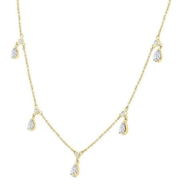14K Yellow Gold Diamond Station Necklace