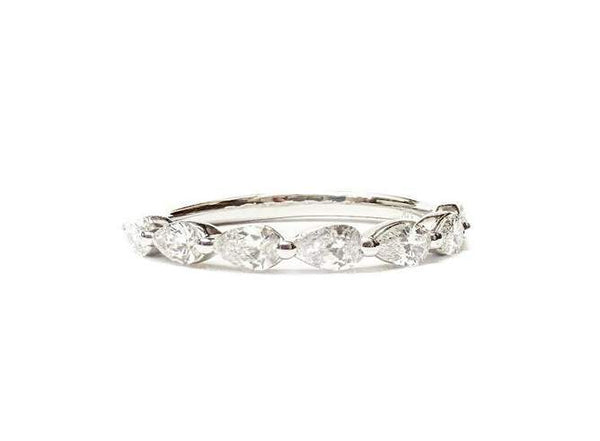 14K White Gold Pear Shape  ~0.75 Ctw (G/VS2) Diamond Wedding Band