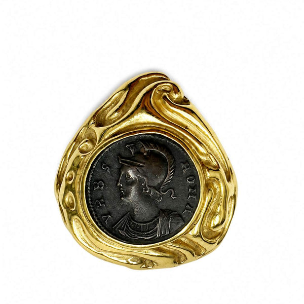 18K Yellow Gold Elisabeth Gage Coin Earrings