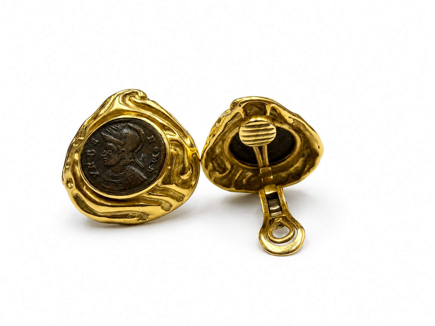 18K Yellow Gold Elisabeth Gage Coin Earrings