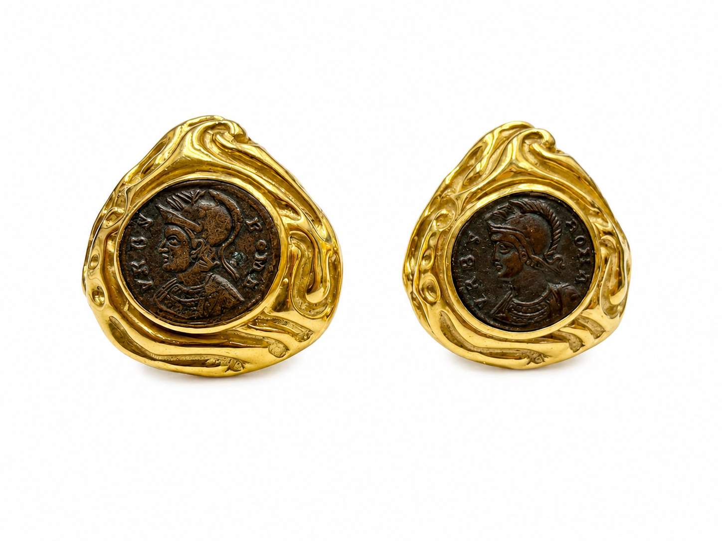 18K Yellow Gold Elisabeth Gage Coin Earrings