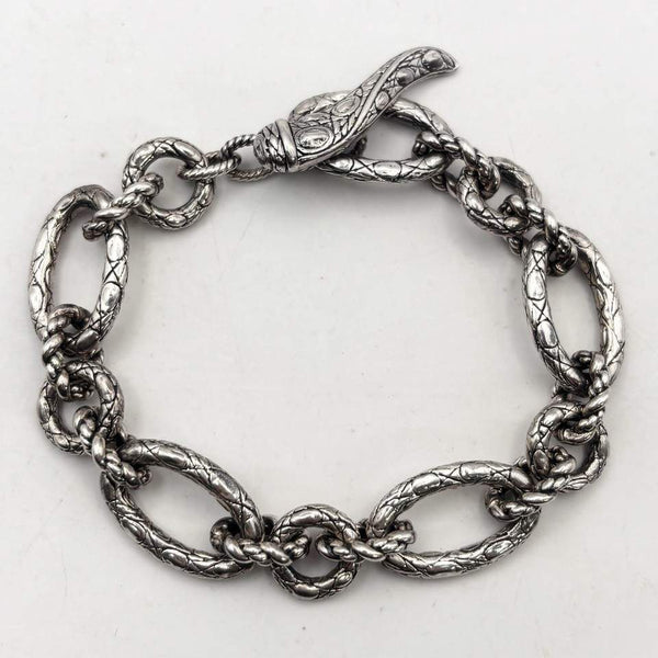John Hardy JAI 925 Sterling Silver Gator/Croc Skin Toggle Bracelet 8"