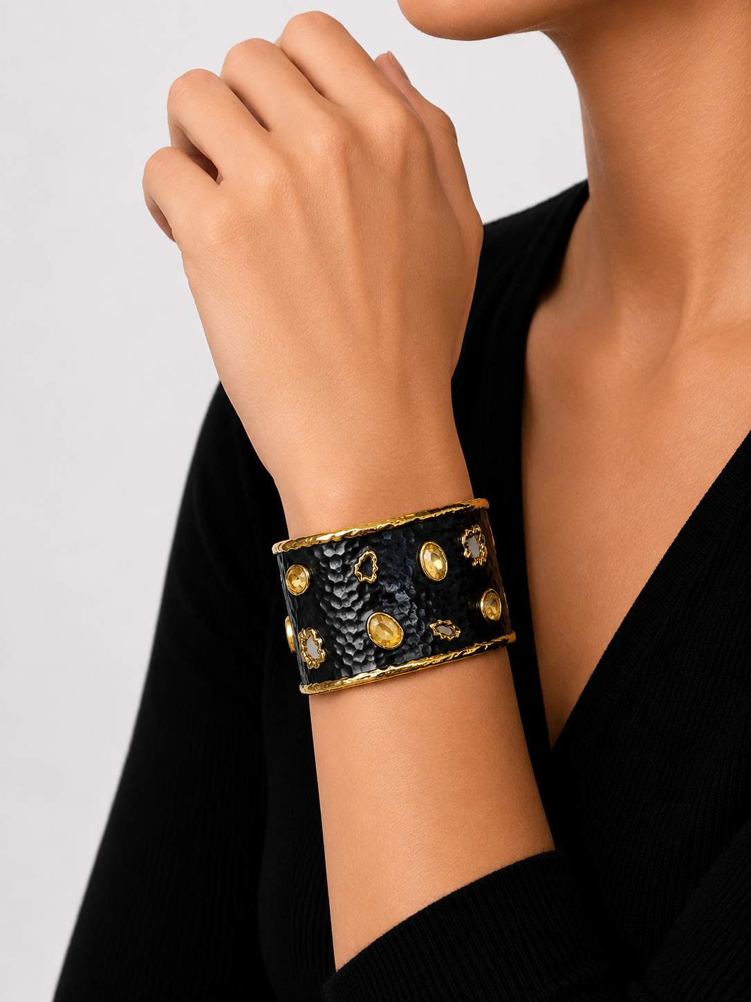 Sterling and 24K yellow gold Fashion Cuff Bracelet
