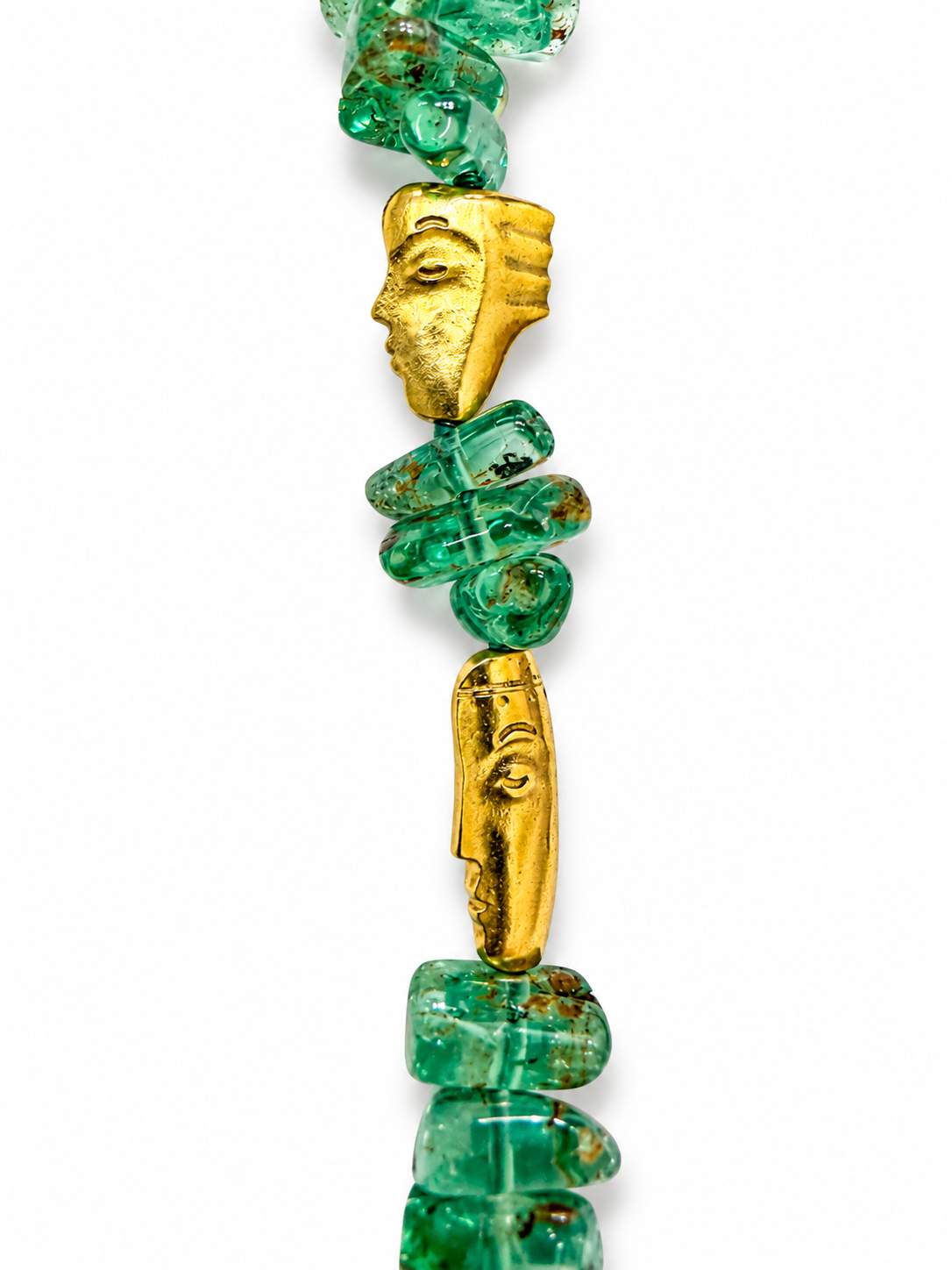 18k Faces and Green Beryl Bead Necklace, Designer Alex Sepkus