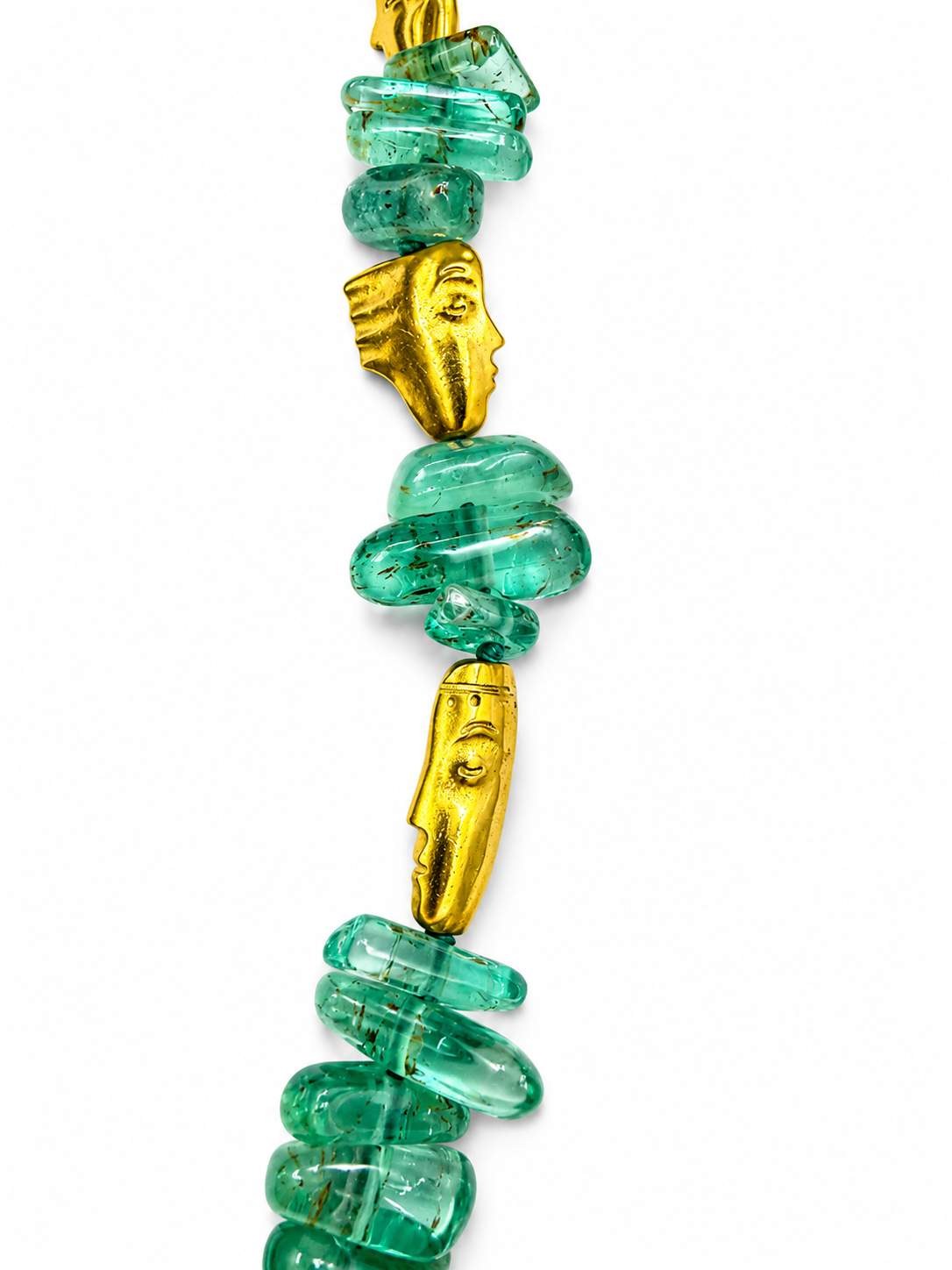 18k Faces and Green Beryl Bead Necklace, Designer Alex Sepkus