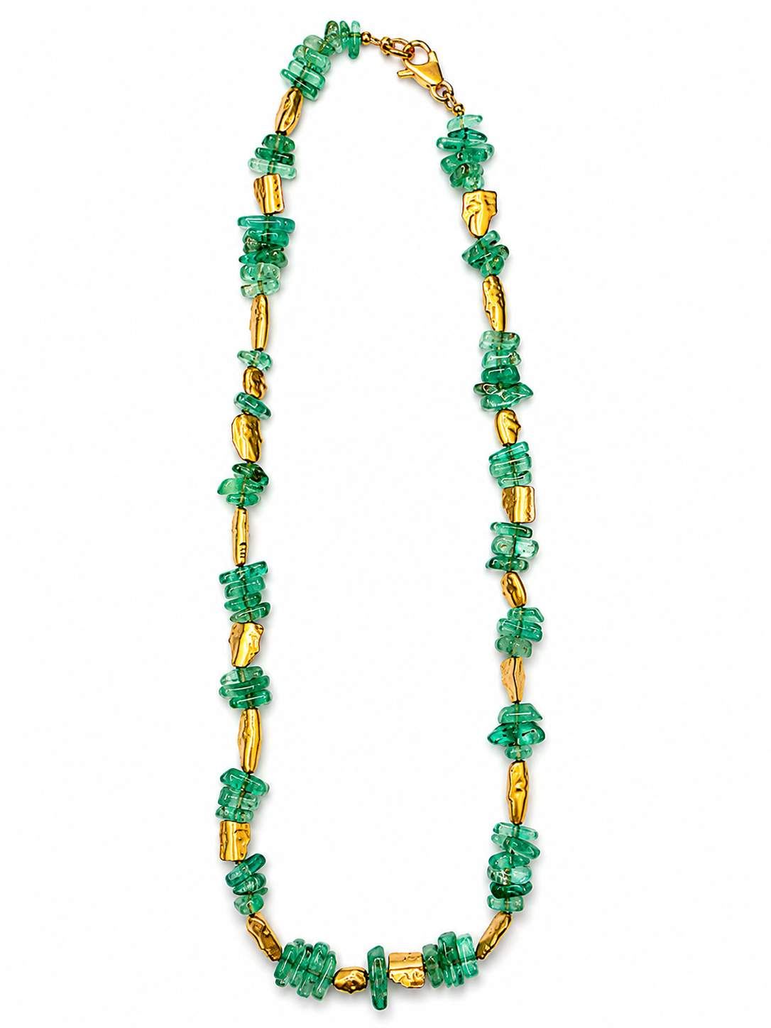 18k Faces and Green Beryl Bead Necklace, Designer Alex Sepkus
