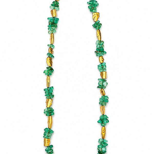 18k Faces and Green Beryl Bead Necklace, Designer Alex Sepkus