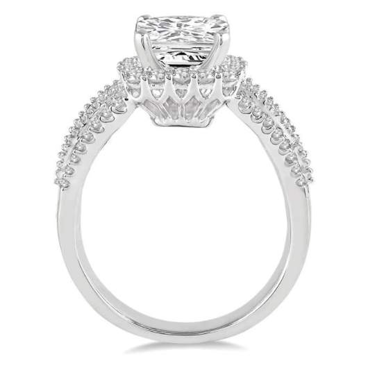 14K White Gold Cushion Halo Semi-Mount Engagement Ring