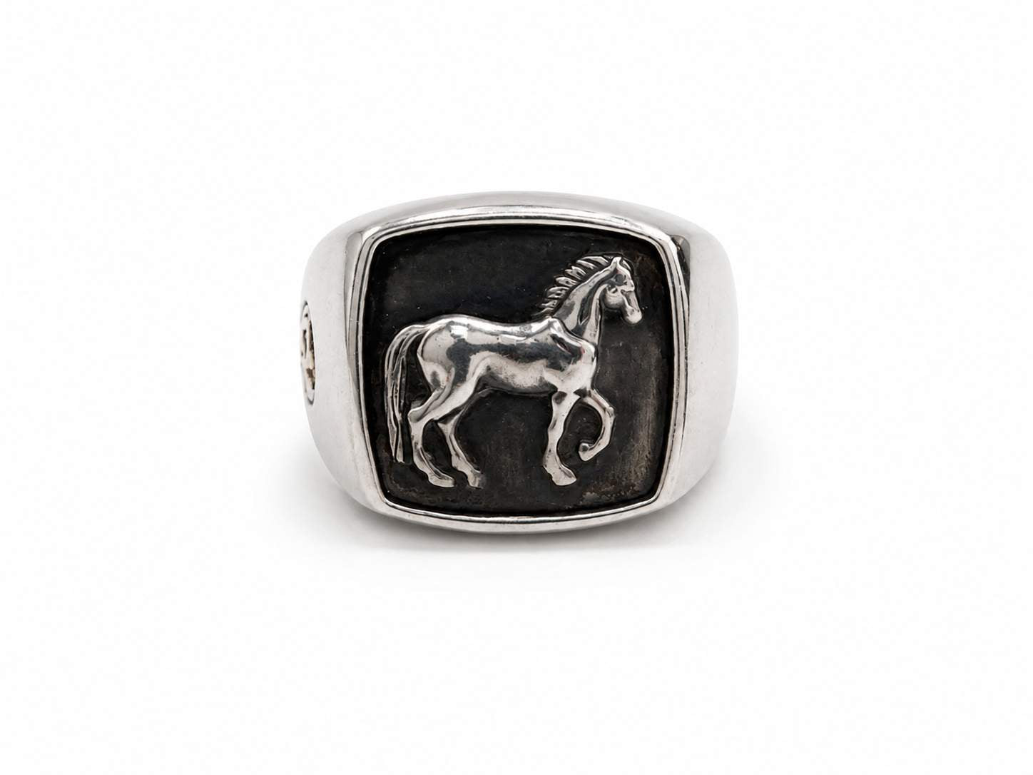 Pre-Owned David Yurman Sterling silver and 22K Gold Petrvs Horse Signet Ring