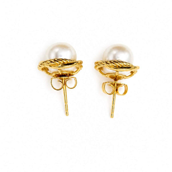 David Yurman 18K Cultured Pearl Studs