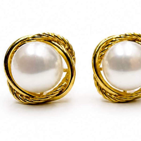 David Yurman 18K Cultured Pearl Studs